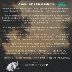 May include: A digital information graphic titled A quick note about returns, featuring white text on a dark landscape background. It includes a small green frog illustration at the top right and a white creature illustration at the bottom left.