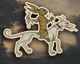 Weird Medieval Rabbit sticker, Art Meme sticker