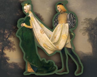 Marianne Stokes - The Queen and the Page sticker, Art History sticker, Art Laptop Sticker