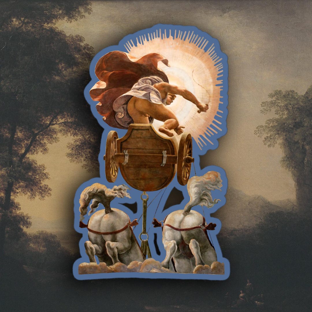 Giulio Romano - the Chariot of the Sun Sticker, Renaissance Art Sticker ...