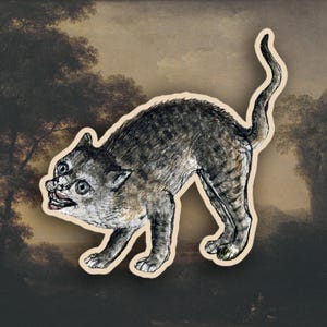 Weird Angry Medieval Cat stickers, Medieval Marginalia sticker