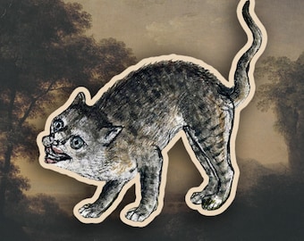 Weird Angry Medieval Cat stickers, Medieval Marginalia sticker