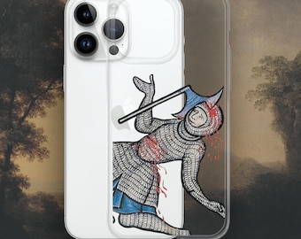 Weird Medieval Knight iPhone case, Medieval Marginalia Clear Case for iPhone®