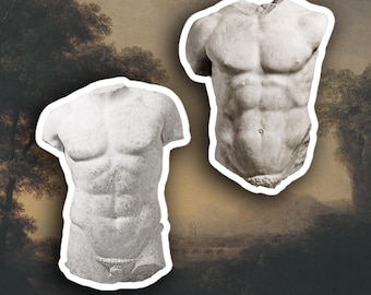 Juego de 2 pegatinas de torsos atléticos antiguos, pegatinas de la antigua Grecia