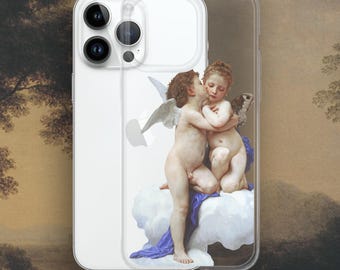 Funda para iPhone Bouguereau - Cupido y Psique, funda transparente de estética renacentista para iPhone®
