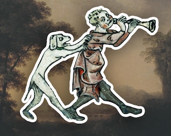 Adesivo de arte medieval estranho, adesivo engraçado