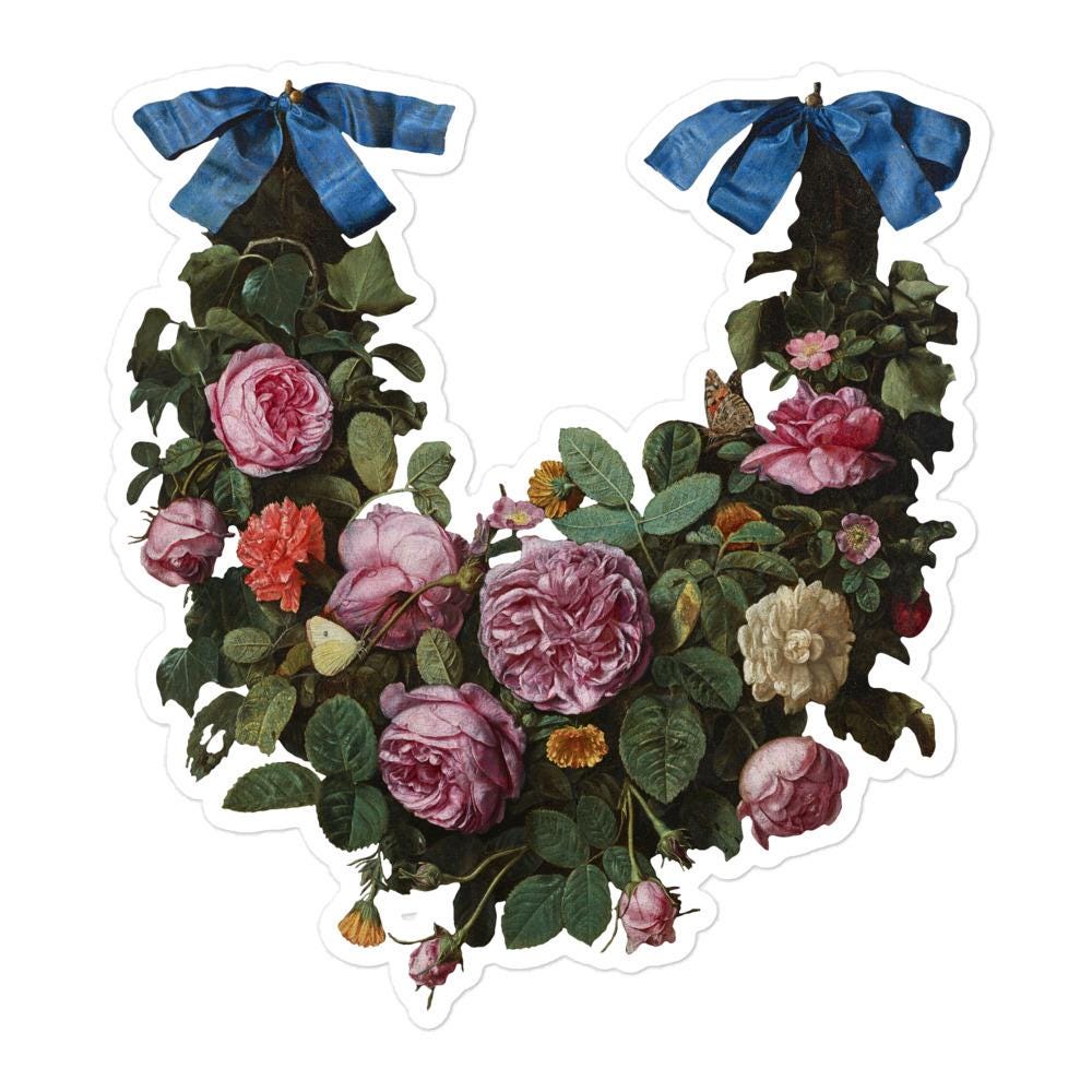 Rococo Flower Sticker Rococo Floral Galand Sticker, Renaissance Sticker, Art Sticker - Etsy