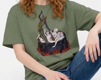 Unisex Medieval Punishment of the greedy shirt, Medieval art meme t-shirt