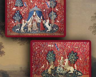 Set of 2 The Lady and the Unicorn stickers, Medieval stickers