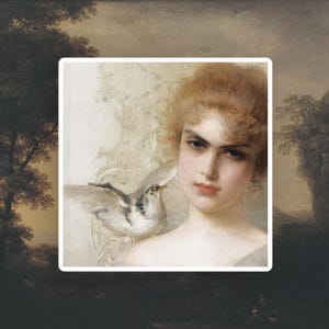 Victorian Young Woman sticker, Coquette sticker, Art sticker