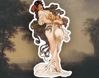 Alphonse Mucha sticker, Art Nouveau sticker