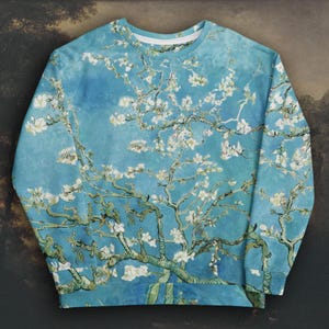 Recycled Unisex Vincent van Gogh Sweatshirt, Almond Blossom crewneck sweatshirt