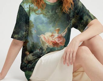 Katoenen Jean-Honoré Fragonard - The Swing-shirt, rococo-katoenen T-shirt