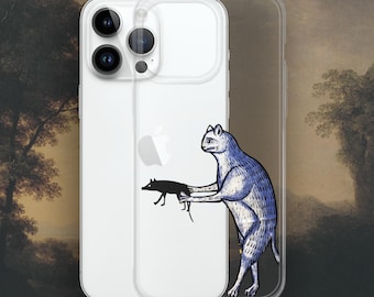 Weird Medieval Cat with Rat iPhone case, Medieval Marginalia Clear Case for iPhone®