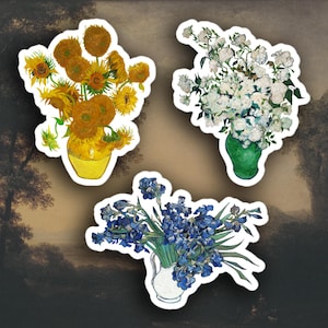 Conjunto de 3 adesivos Van Gogh, flores de Vincent Van Gogh Conjunto de adesivos