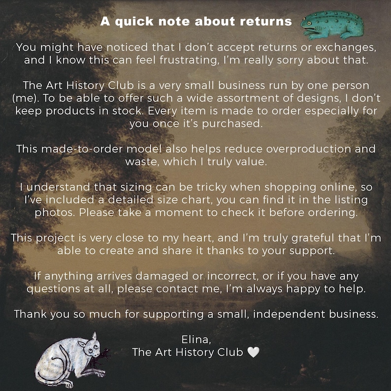 Puede incluir: Una infograf&iacute;a digital titulada A quick note about returns, con texto blanco sobre un fondo de paisaje oscuro. Incluye una peque&ntilde;a ilustraci&oacute;n de una rana verde en la parte superior derecha y una criatura blanca en la parte inferior izquierda.