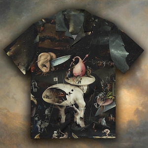 Unisex Hieronymus Bosch Button up shirt, The Garden of Earthly Delights button up shirt, Bosch Hell Art Hawaiian shirt