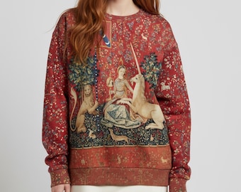 Unisex Cotton sweatshirt, The Lady and the Unicorn sweatshirt