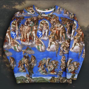 Recycled Unisex Michelangelo - The Last Judgment Sweatshirt, Renaissance crewneck sweatshirt
