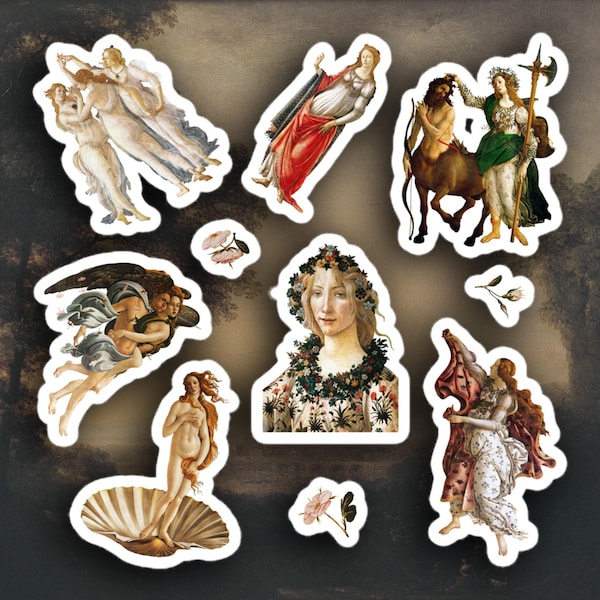 Sandro Botticelli Sticker Set, Renaissance Art stickers