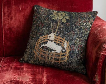 Unicorn in Captivity Pillow, Fine Art Decorative pillow