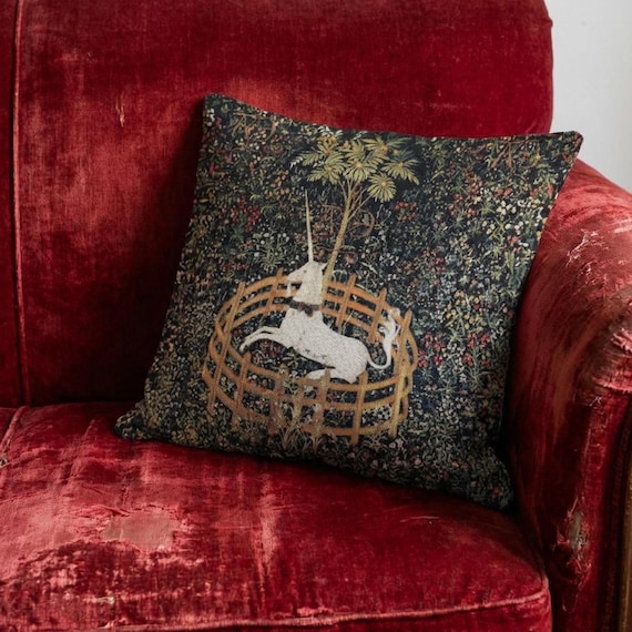 Unicorn in Captivity Pillow, Fine Art Decorative pillow