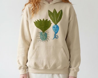 Unisex Weird Medieval Beetroots Hoodie, Medieval marginalia hoodie