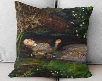 John Everett Millais - Ophelia Pillow, Pre raphaelite Decorative pillow