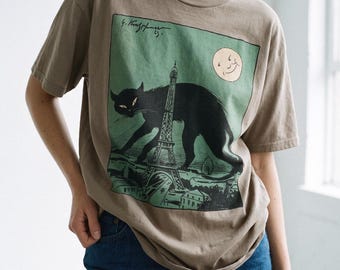 Unisex Springtime in Paris shirt, Black Cat t-shirt
