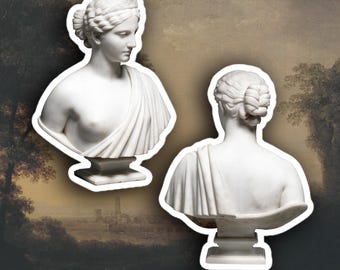 Juego de 2 pegatinas de bustos de la antigua Grecia y esculturas griegas.