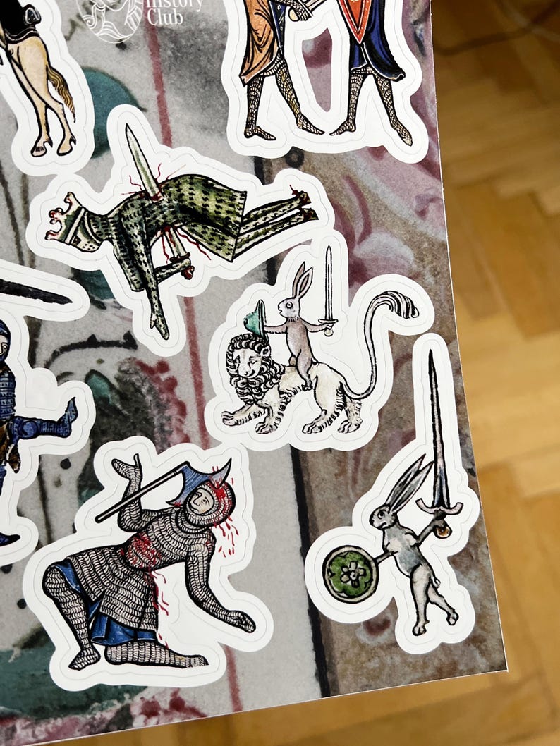 Weird Medieval Battle Sticker Sheet, Medieval Marginalia Sticker Set - Etsy