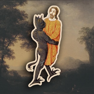 Sticker art médiéval étrange, sticker mème médiéval drôle, Marginalia médiévale