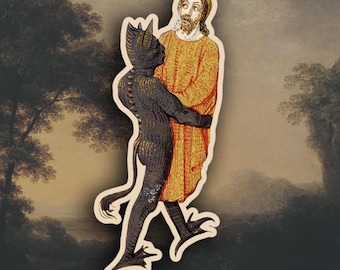 Adesivo de arte medieval estranho, adesivo de meme medieval engraçado, Marginalia medieval
