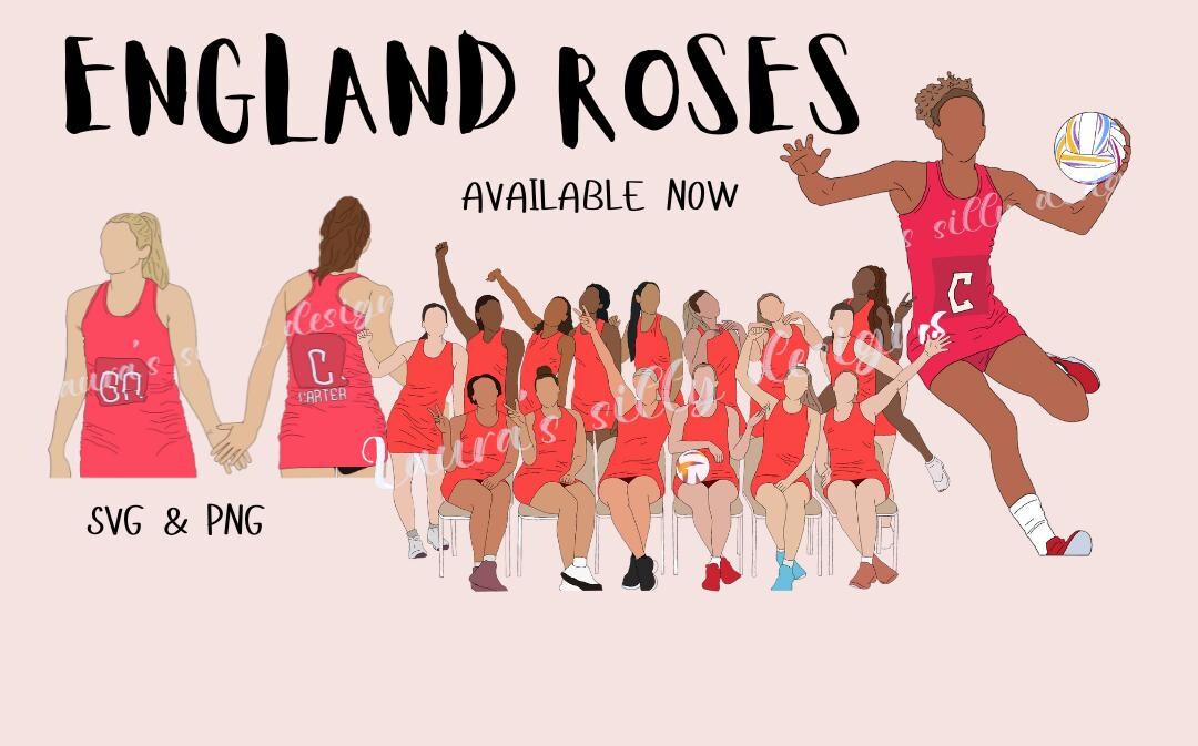 England Roses Netball Team Faceless Portrait (PNG, SVG) - Etsy
