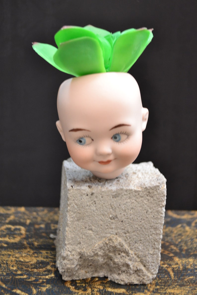 Vintage Porcelain Doll Head Vase for Dry Flowers, Air Plants or Fake