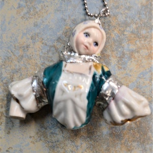 Collectable necklace, wearable art, OOAK handcrafted jewelry,broken china pendant necklace, eclectic unique, recycled jewelry