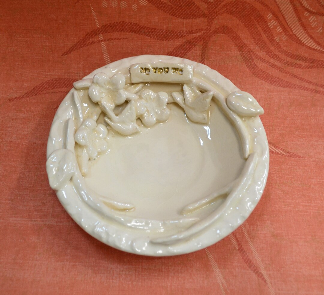 Keepsake Wedding Gifts, Ceramic Jewelry Dish ,trinket Dish,keepsake Dish, White Matte Color