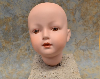 Cabeza de muñeca de porcelana bisqué vintage - Evechel 140, 1985 - Arte de ensamblaje