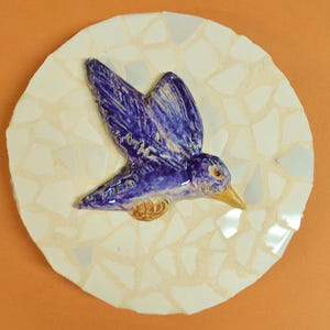 Handmade tiles,one of a kind whimsical blue bird ceramic Tile for stepping stones, backsplashes, fire places ,indoor outdoor- bird tile only