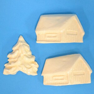 Ceramic Decorative Tiles for in or outside  installation , set of 2 ceramic house tiles and 1 ceramic tree tile in matte white glaze