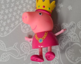 Collar con colgante de muñeca de plástico Peppa Pig con corona, collar de muñeca, reciclado