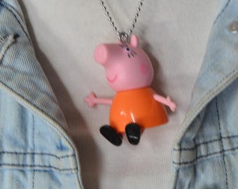 Collar con colgante de muñeca momia de Peppa Pig, collar de muñeca, reciclado
