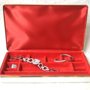 Vintage Mele-sieradendoos: reisetui met bloementapijt, jaren 60