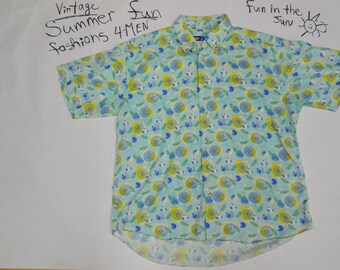 Summer Time !  Men's Arrow button down  short sleeve shirt, XL Vintage Hawaii style