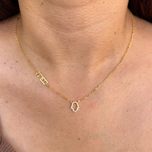 925 Silver Hamsa and Kapara Hebrew Text Pendant Necklace , Israel, Jewish necklace, Bat Mitzvah Gift, evil eye