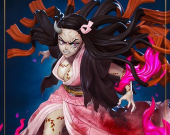 Figurine en résine Nezuko - Tueur de démons à collectionner - Figurine d'anime imprimée en 3D de haute qualité - Cadeau parfait pour les fans