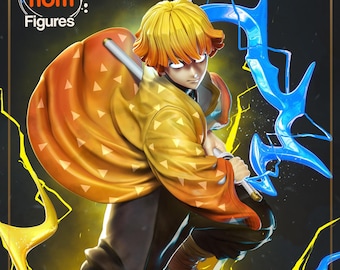 Figura de resina de Zenitsu - Figura coleccionable de Zenitsu Demon Slayer - Figura de anime de alta calidad - Regalo perfecto para fanáticos - Figura de resina impresa en 3D