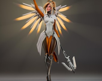 Mercy Overwatch , Unpainted, Maximum Detailed 12K 3D Printed Resin Model, Bulkamancer Figures,  -240mm
