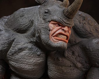 Rhino Bust , 12K Print , High Quality Resin Bust Collectible