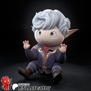 Astarion Chibi Phone Stand, Baldur&#39;s Gate 3, Detailed 12K 3D printed figurine, Bg3 Fanart